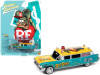 1959 Cadillac Ambulance "Rat Fink" Turquoise and Yellow with Graphics 1/64 Diecast Model Car by Johnny Lightning