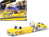 1957 Chevrolet Flatbed Truck with 1987 Chevrolet Caprice Yellow with White Top "Elite Transport" Series 1/64 Diecast Models by Maisto