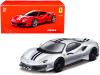 Ferrari 488 Pista Silver with Dark Blue Stripes "Signature Series" 1/43 Diecast Model Car by Bburago