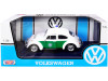 1966 Volkswagen Beetle German Police Car White and Green 1/24 Diecast Model Car by Motormax