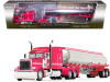 Peterbilt Model 379 63" Mid-Roof Sleeper Cab Pink with Heil Fuel Tanker Trailer "J. Cool Inc." 5th in a "Big Rigs" Series 1/64 Diecast Model by DCP/First Gear