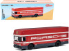 Mercedes Benz Race Car Transporter "Porsche" Red and Gray with White Stripes 1/64 Diecast Model by Schuco