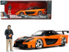 1/24 Jada 1995 Mazda RX-7 Widebody RHD (Right Hand Drive) Orange Metallic and Black with Han Diecast Figurine "The Fast and the Furious: Tokyo Drift" (2006) Movie Diecast Model Car