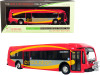 Proterra ZX5 Battery-Electric Transit Bus DC Circulator "Lincoln Memorial" (Washington D.C.) Red and Gray with Yellow Stripes "The Bus & Motorcoach Collection" 1/87 (HO) Diecast Model by Iconic Replicas