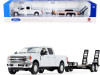 Ford F-250 Super Duty Pickup Truck Oxford White and Tandem Axle Tag Trailer 1/50 Diecast Model Car by First Gear