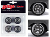 Street Fighter Billet Wheels and Tires (Dark Gray Spokes with Chrome Lip) Set of 4 pieces from "1970 Chevrolet Nova Destroyer" 1/18 Scale Model by GMP