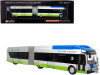 New Flyer Xcelsior XN-60 Aerodynamic Articulated Bus #11 "Miami-Dade County" Silver and Blue with Green Stripe "The Bus & Motorcoach Collection" 1/87 (HO) Diecast Model by Iconic Replicas