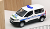 1/43 Norev 2019 Peugeot Rifter Police Municipale (White & Blue) with Yellow & Blue Stripe Diecast Car Model