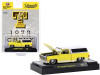 1973 Chevrolet Cheyenne 10 Pickup Truck with Camper Shell "T" Bright Yellow with White Top and Stripes "Diecastz Collectors" "Riverside Show Exclusives" Limited Edition to 5750 pieces Worldwide 1/64 Diecast Model Car by M2 Machines