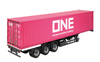 1/18 NZG Trailer international & 40 Ft Container "ONE" Magenta Diecast Model