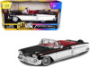 1/24 Motormax 1958 Chevrolet Impala Convertible Lowrider Black and White with Red Interior "Get Low" Series Diecast Car Model