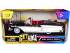 1/24 Motormax 1958 Chevrolet Impala Convertible Lowrider Black and White with Red Interior "Get Low" Series Diecast Car Model