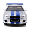 Brian's Nissan Skyline GT-R (R34) Silver with Blue Stripes "Fast & Furious" Movie 1/32 Diecast Model Car by Jada