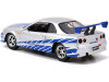 Brian's Nissan Skyline GT-R (R34) Silver with Blue Stripes "Fast & Furious" Movie 1/32 Diecast Model Car by Jada