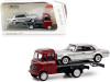 Mercedes-Benz L319 Transporter Red with Silver Stripes and Mercedes-Benz 300 SEL Silver Metallic with Black Stripes 1/87 (HO) Diecast Models by Schuco