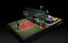 1/64 MoreArt Basketball Court Parking Lot Diorama Scene with Lights (car models & figures NOT included)