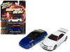 1992 Nissan 240 SX Custom Cobalt Blue Metallic and 1999 Nissan Skyline GT-R (BNR34) White "Import Heat" Set of 2 1/64 Diecast Model Cars by Johnny Lightning