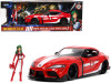 2020 Toyota Supra Red with Graphics and Miriya Sterling Diecast Figurine "Robotech" "Hollywood Rides" Series 1/24 Diecast Model Car by Jada