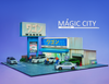 1/64 Magic City Japan Wagon Custom Body Shop Diorama (cars & figures NOT included)