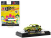 1953 Volkswagen Beetle Deluxe U.S.A. Model Lime Green Metallic with Graphics "Hurst Power Flowers" Limited Edition to 7150 pieces Worldwide 1/64 Diecast Model Car by M2 Machines
