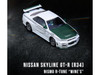 1/64 Inno Models Nissan Skyline GT-R (R34) R-Tune RHD (Right Hand Drive) White with Green Hood Tuned by "Mine's" Diecast Car Model