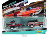 1979 Chevrolet K5 Blazer Red Metallic and Matt Black and Ski Boat Red Metallic and Matt Black with Trailer "Tow & Go" Series 1/64 Diecast Models by Maisto