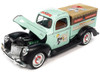 1/18 Auto World 1940 Ford Pickup Truck "Property Management" Light Green with Graphics and Mr. Monopoly Construction Resin Figure "Monopoly" Diecast Car Model