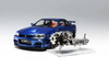 1/12 Motorhelix Nissan Skyline GT-R (R34) Z-Tune (Blue) Fully Open Diecast Car Model with Extra Engine