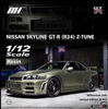 1/12 Motorhelix Nissan Skyline GT-R (R34) Z-Tune (Green) Fully Open Diecast Car Model with Extra Engine