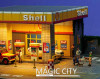 1/64 Magic City Shell Theme Gas Station & Showroom Diorama with LED Lights (cars & figures NOT included)