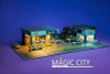 1/64 Magic City Gulf Theme Gas Station & Showroom Diorama with LED Lights (cars & figures NOT included)
