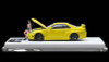 1/64 Time Micro Nissan Skyline GT-R GTR R34 (Yellow) Diecast Car Model with Figure with Figure