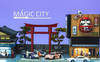 1/64 Magic City Japan Showa Architecture, Porsche Showroom, Japanese Barbecue Restaurant Diorama (Car Models & Figures NOT Included)