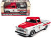 1958 Chevrolet Apache Fleetside Pickup Truck White and Red "Brock's Full Service - Texaco" with Tires in Truck Bed 1/24 Diecast Model Car by Auto World