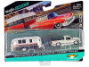 1993 Chevrolet 454 SS Pickup Truck White Metallic with Black Graphics and Camper Trailer White Metallic and Black "Tow & Go" Series 1/64 Diecast Model by Maisto