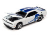 2014 Dodge Challenger R/T White with Blue Stripes and Graphics and 2008 Dodge Viper SRT10 Blue Metallic with White Stripes "MOPAR" Set of 2 Cars "2-Packs" 2023 Release 1 1/64 Diecast Model Cars by Johnny Lightning