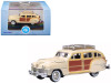 1942 Chrysler Town & Country Woody Wagon Catalina Tan with Wood Panels and Roof Rack 1/87 (HO) Scale Diecast Model Car by Oxford Diecast