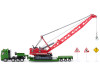 Heavy Haulage Transporter Green and Liebherr Cable Excavator Red with Wrecking Ball and Signs 1/87 (HO) Diecast Models by Siku