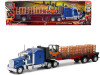 Kenworth W900 Truck with Flatbed Trailer Blue with Forklift and Pallets "Long Haul Truckers" Series 1/32 Diecast Model by New Ray