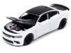 2021 Dodge Charger SRT Hellcat Redeye White Knuckle with Black Hood and Top "Modern Muscle" Limited Edition 1/64 Diecast Model Car by Auto World