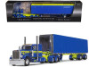 Peterbilt 379 with 36" Flat Top Sleeper and 53' Utility Roll Tarp Trailer "DSD Transport" Blue and Yellow "Big Rigs" Series 1/64 Diecast Model by DCP/First Gear