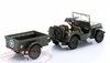 1/43 Ixo Jeep Willys MB US Army with Trailer (Dark Olive Green) Car Model