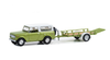 1/64 Greenlight 1970 Harvester Scout with Utility Trailer (Lime Green Metallic with Alpine White Hardtop) Diecast Car Model