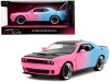 2015 Dodge Challenger SRT Hellcat Pink and Blue Gradient with Matt Black Hood and Top "Pink Slips" Series 1/24 Diecast Model Car by Jada