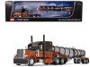 Peterbilt 379 with 63" Mid-Roof Sleeper and Polar Deep Drop Tank Trailer Burnt Orange and Black 1/64 Diecast Model by DCP/First Gear