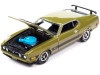1973 Ford Mustang Mach 1 Bright Green Gold Metallic with Black Hood and Stripes "Vintage Muscle" Limited Edition 1/64 Diecast Model Car by Auto World