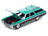 1970 Chevrolet Kingswood Estate Wagon Misty Turquoise Metallic with Side Woodgrain "Muscle Wagons" Limited Edition 1/64 Diecast Model Car by Auto World