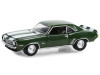 1969 Chevrolet Camaro Z/28 Green Metallic with White Stripes USPS (United States Postal Service) "2022 Pony Car Stamp Collection by Artist Tom Fritz" "Hobby Exclusive" Series 1/64 Diecast Model Car by Greenlight