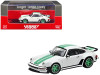 Porsche Singer Turbo Study White with Green Stripes and Wheels 1/64 Diecast Model Car by Hobby Fans
