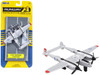 Lockheed P-38J Lightning Fighter Aircraft Silver Metallic "United States Army Air Force" with Runway Section Diecast Model Airplane by Runway24
